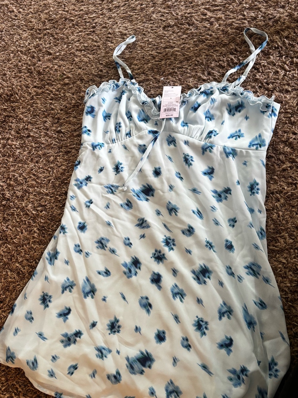 wild fable Cream Mini Dress with Blue Floral Print